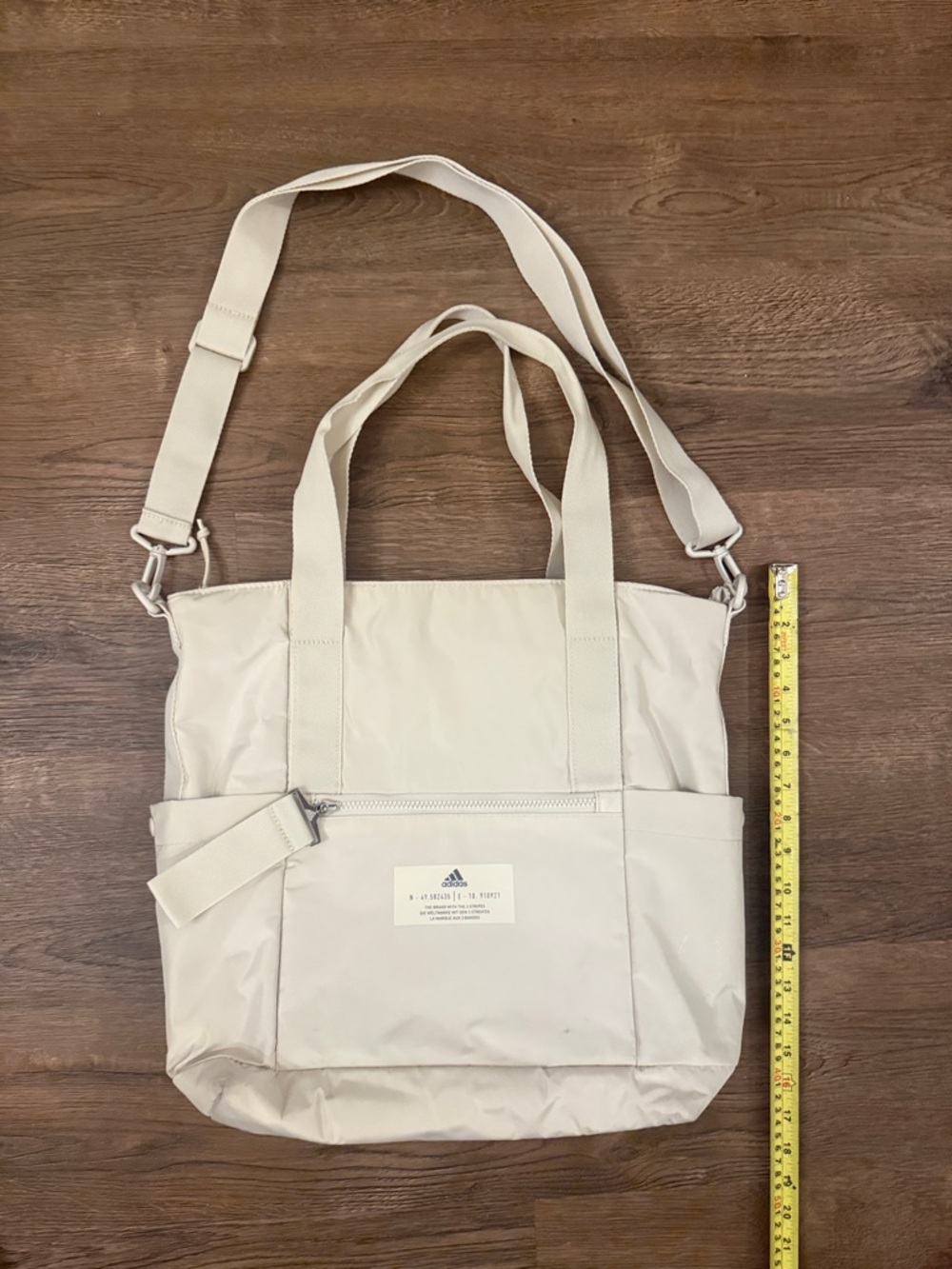 adidas Neutral Cream Convertible Tote with Adjustable Strap